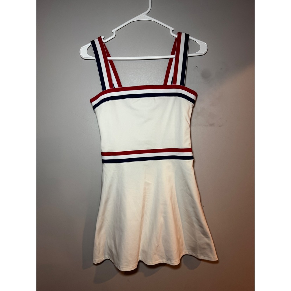 Reformation EcoMove Active Dress White Red Blue Striped Tennis Mini Dress Small